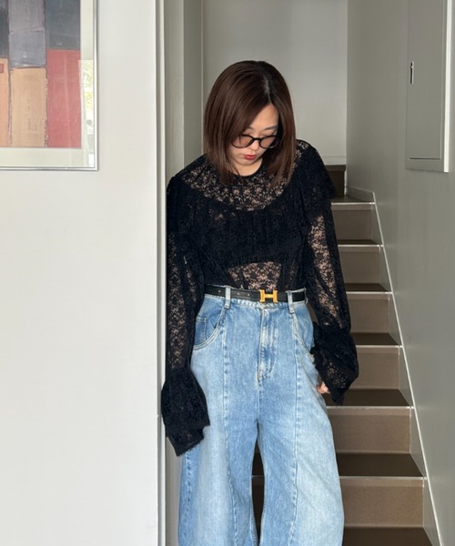 Henon. ブラウス シャツ シアープリーツブラウス レディース