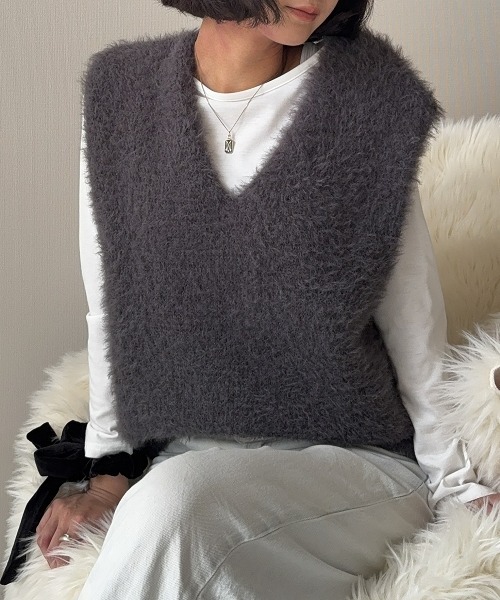 「nissen」 ニットベスト M アイボリー レディース_画像5