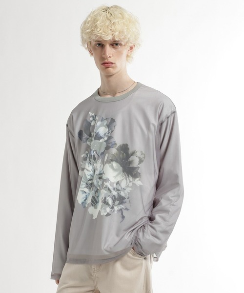 HARE（ハレ） tシャツ シアーレイヤードプリントカット(HARE) メンズ
