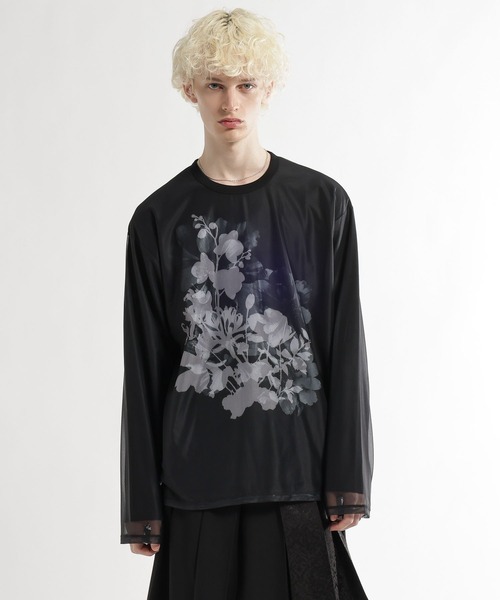 HARE（ハレ） tシャツ シアーレイヤードプリントカット(HARE) メンズ