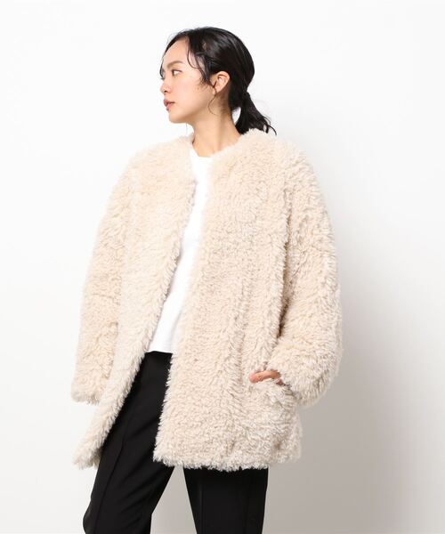 「Rouge vif」 ノーカラージャケット フリー ベージュ レディース_画像8