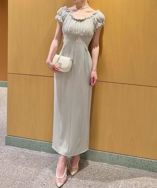 SNIDEL ワンピース SNIDEL（スナイデル） ワンピース 半袖 シアーギャザードッキング
