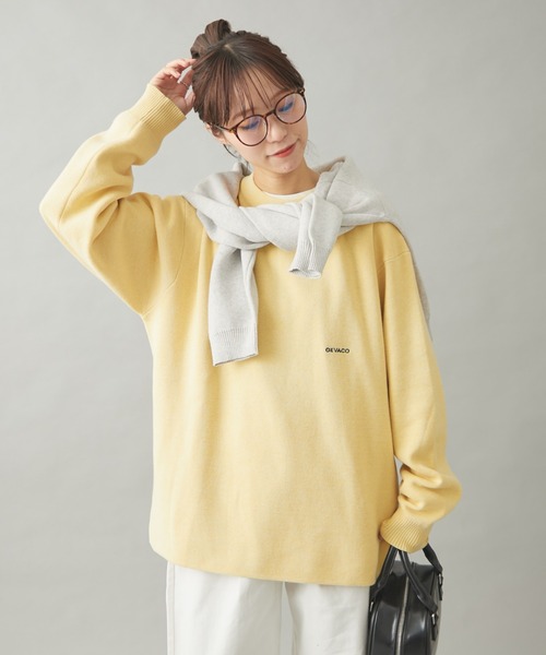 「GEVACO」 長袖ニット LARGE アイボリー レディース_画像6