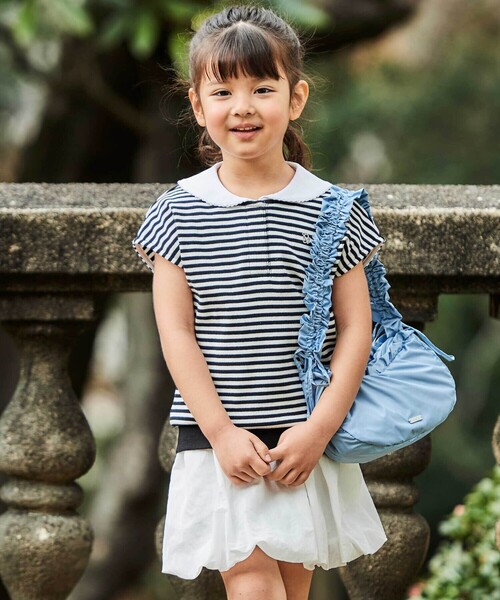 BeBe（ベベ） tシャツ セーラーカラーリブボーダーTシャツ(90~160cm 