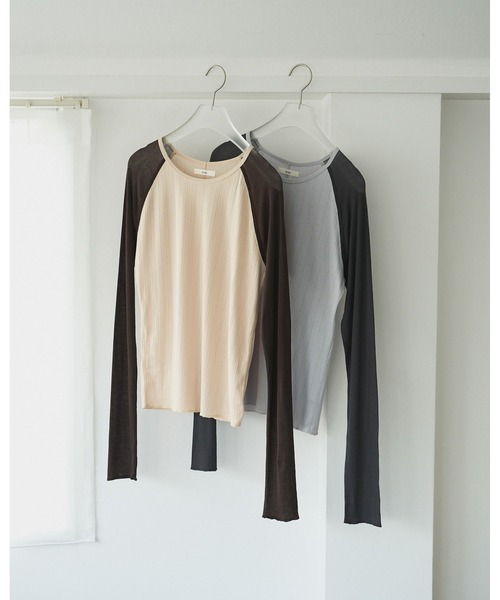 anuke（アンヌーク） tシャツ Sheer Raglan T-Shirts レディース