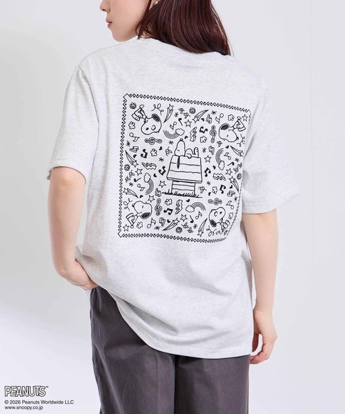 tシャツ キャラクター 線画 ワンポイント刺繍 バックデザイン クルー
