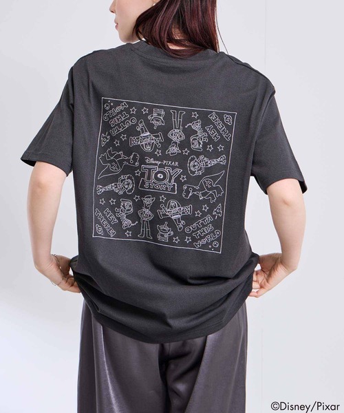 tシャツ キャラクター 線画 ワンポイント刺繍 バックデザイン クルー