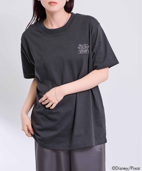 tシャツ キャラクター 線画 ワンポイント刺繍 バックデザイン クルー