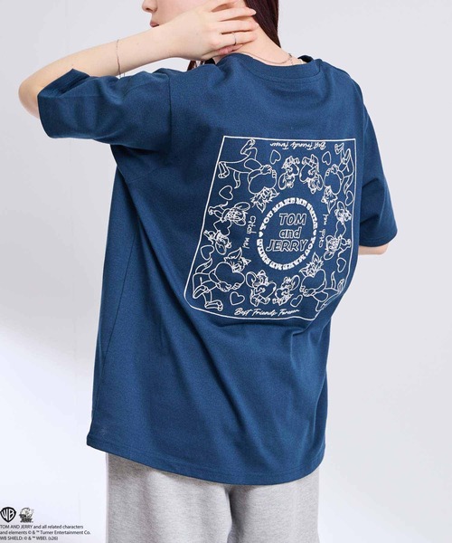 tシャツ キャラクター 線画 ワンポイント刺繍 バックデザイン クルー