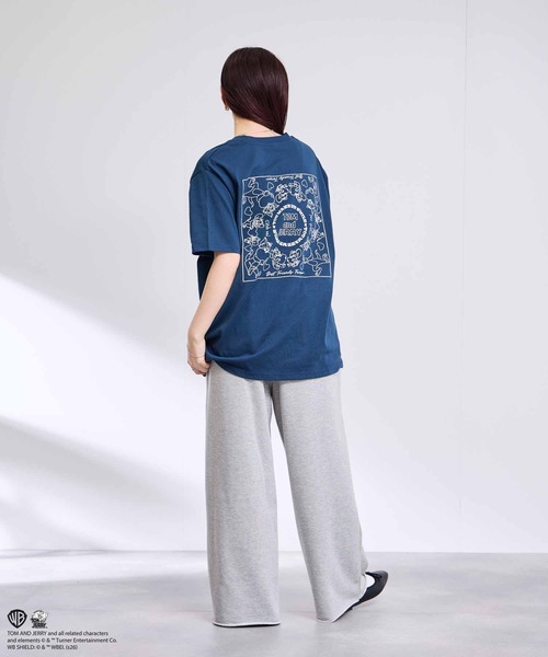 tシャツ キャラクター 線画 ワンポイント刺繍 バックデザイン クルー