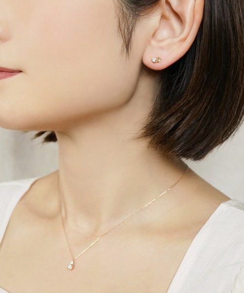 TAKE-UP（テイクアップ） ピアス K10 月＆星 ワンポイントピアス 