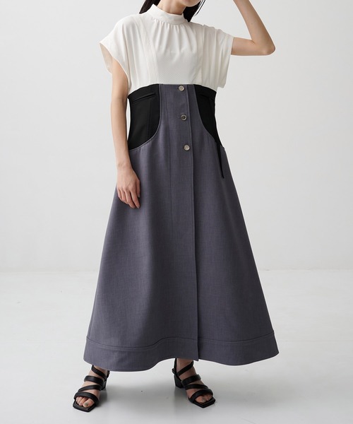 【新品 定価2.8万】ユナイテッドトウキョウ／レースドッキングシャツワンピース 新品 定価2.8万】ユナイテッドトウキョウ／レースドッキングシャツ