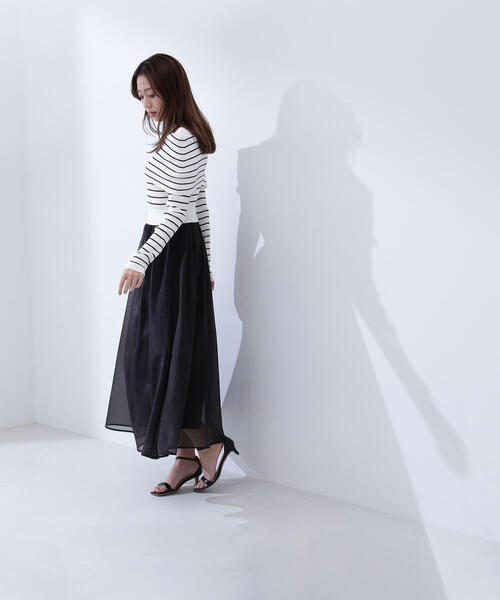 「NATURAL BEAUTY BASIC」 ドッキングワンピース MEDIUM ブルー系その他 レディースの画像