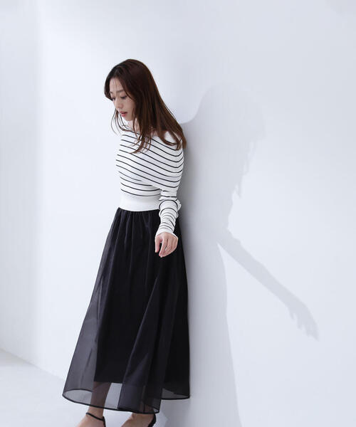 「NATURAL BEAUTY BASIC」 ドッキングワンピース MEDIUM ブルー系その他 レディースの画像