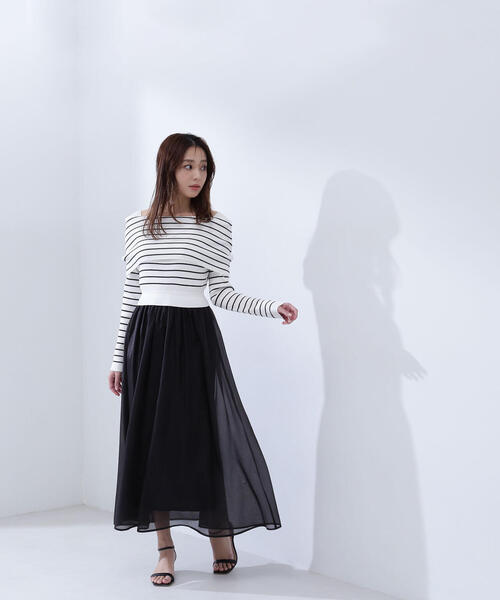 「NATURAL BEAUTY BASIC」 ドッキングワンピース MEDIUM ブルー系その他 レディースの画像