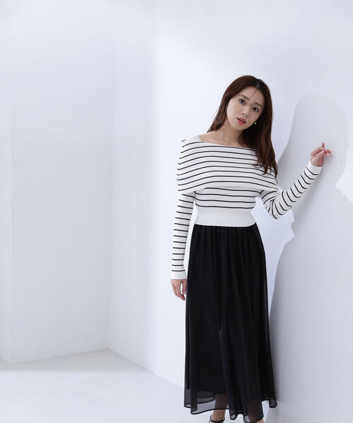 「NATURAL BEAUTY BASIC」 ドッキングワンピース MEDIUM ブルー系その他 レディースの画像
