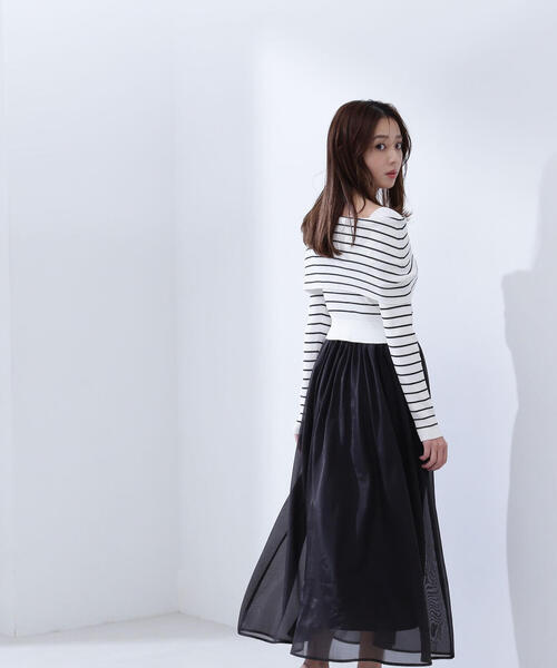 「NATURAL BEAUTY BASIC」 ドッキングワンピース MEDIUM ブルー系その他 レディースの画像