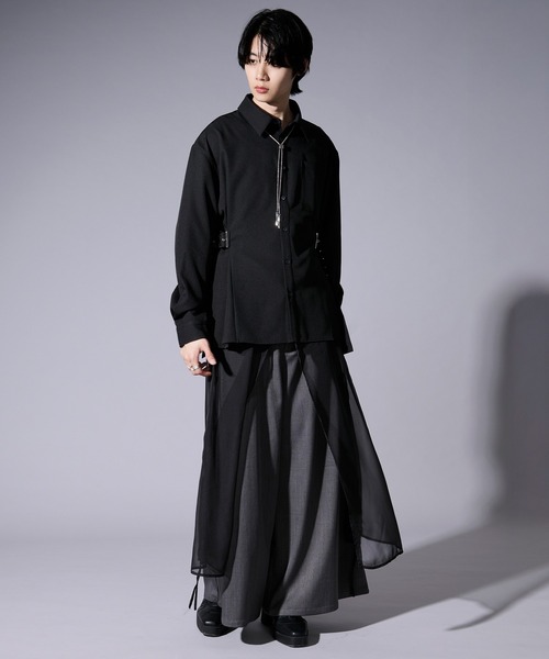 「Ellno Loset」 長袖シャツ MEDIUM ブラック メンズ_画像2