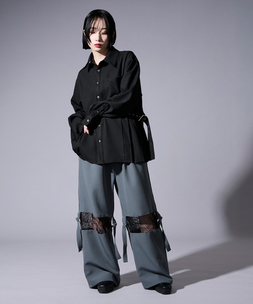 「Ellno Loset」 長袖シャツ MEDIUM ブラック メンズ_画像6