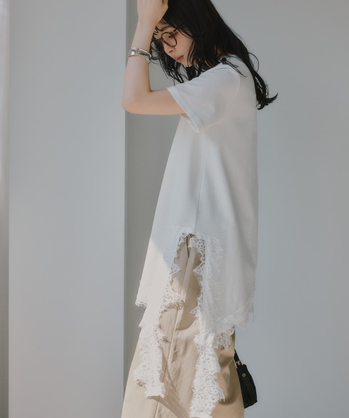 210nouve（トゥージュヌーヴ） tシャツ 裾 レース ドッキング