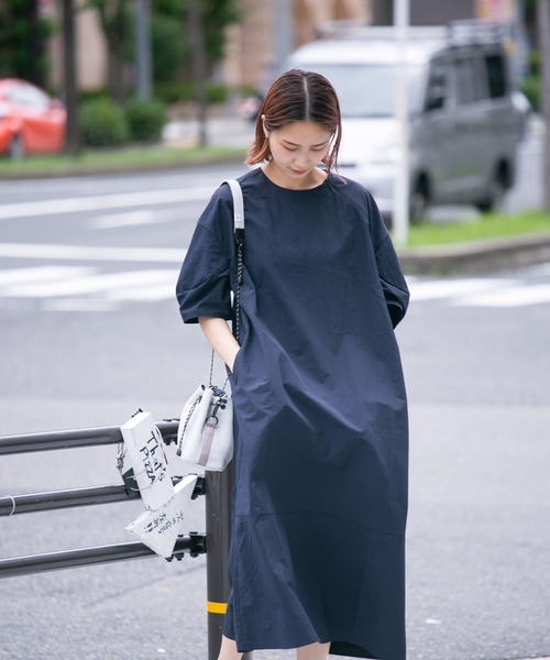 「EKAL」 7分袖ワンピース ONE グレー レディース_画像8