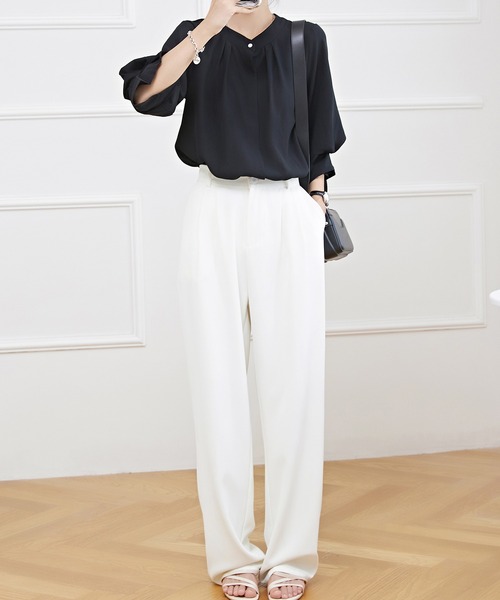 「Lace Ladies」 7分袖ブラウス FREE ネイビー レディース_画像6