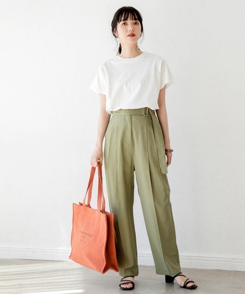 LOWRYS FARM パンツ ベルトツキタックパンツ 886978 : ZOZOTOWN