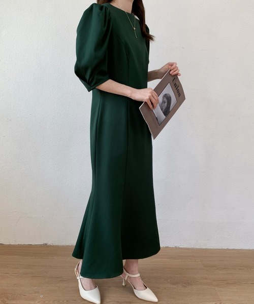 ワンピース パフスリーブマーメイドロングワンピース Zozotown Yahoo 店 通販 Yahoo ショッピング