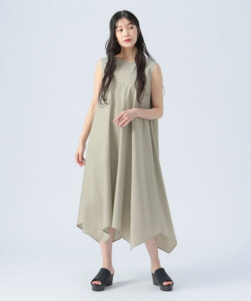 BEAMS HEART ワンピース ノースリーブ 切替 フレアワンピース
