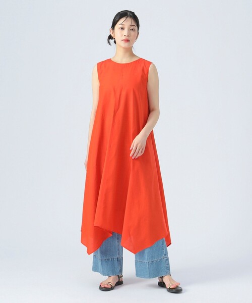 BEAMS HEART ワンピース ノースリーブ 切替 フレアワンピース