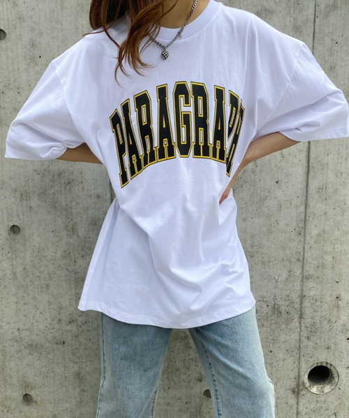 パラグラフ　Tシャツ/カットソー Paragraph (パラグラフ) バックプリント クルーネック 半袖 Tシャツ