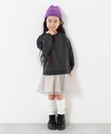 ワンピース 裏起毛 裾チュールワンピース キッ...の詳細画像3