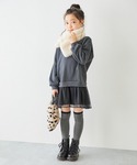 ワンピース 裏起毛 裾チュールワンピース キッ...の詳細画像5
