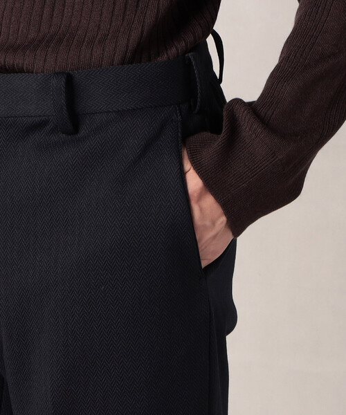 [珍色] 70s-80s ヘリンボーン ネップ ウールスラックス ブラウン 60s vintage スラックス 棒talon zipper ブラウン