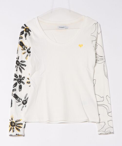 Desigual（デシグアル） tシャツ 花柄 リブ編みTシャツ レディース