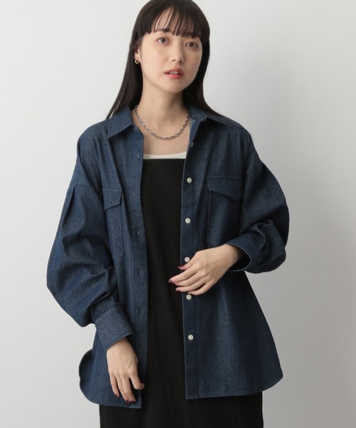 マルチサイズ ブラウス シャツ オーバーデニムシャツロングスリーブ レディース