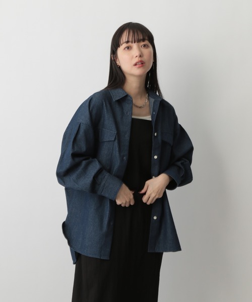 マルチサイズ ブラウス シャツ オーバーデニムシャツロングスリーブ レディース LOWRYS FARM マルチサイズ ブラウス シャツ オーバーデニム