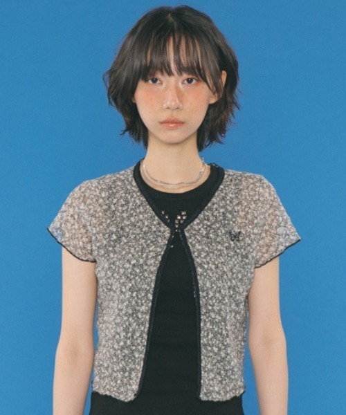 カーディガン A'GEM/9 × .kom 「 FANCY CLUB/ファンシークラブ」 FRILL FLOWER HOOK CARDIGAN/フリル FANCY CLUB カーディガン A'GEM/9 × .kom 「 CLUB/ファンシー