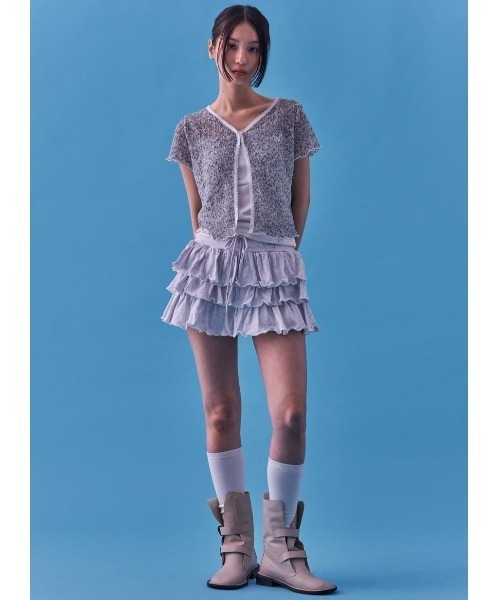 カーディガン A'GEM/9 × .kom 「 FANCY CLUB/ファンシークラブ」 FRILL FLOWER HOOK CARDIGAN/フリル FANCY CLUB カーディガン A'GEM/9 × .kom 「 CLUB/ファンシー
