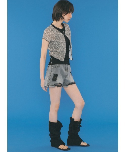 カーディガン A'GEM/9 × .kom 「 FANCY CLUB/ファンシークラブ」 FRILL FLOWER HOOK CARDIGAN/フリル FANCY CLUB カーディガン A'GEM/9 × .kom 「 CLUB/ファンシー