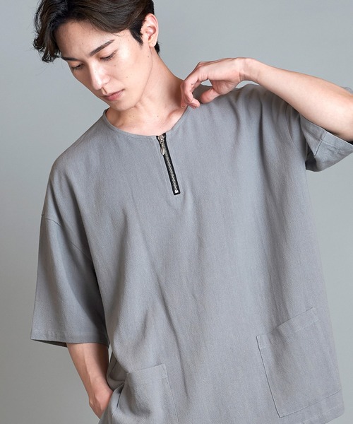 新版 NO メンズ BIG-ZIPヘンリーネックPO(プルオーバー) tシャツ ID. ミュージシャン