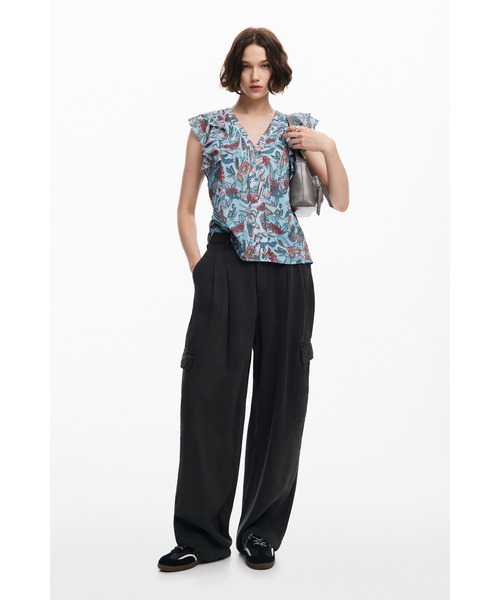 デシグアル　ブラウス Desigual ブラウス シャツ VOLANTESMANGA フローラルカスケード