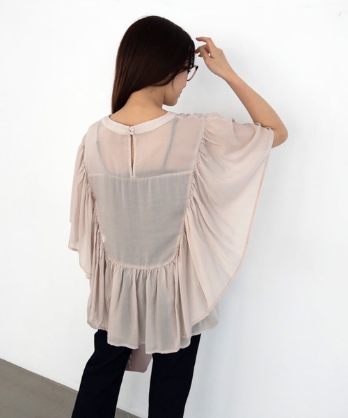 【Olu.】エアリーシフォンフリルブラウス (pink) Olu.】エアリーシフォンフリルブラウス (pink)