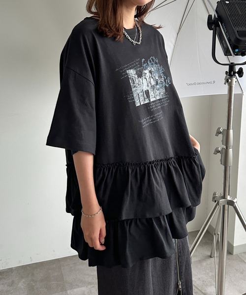 apres jour mignon tシャツ 裾フリルチュニックTシャツ