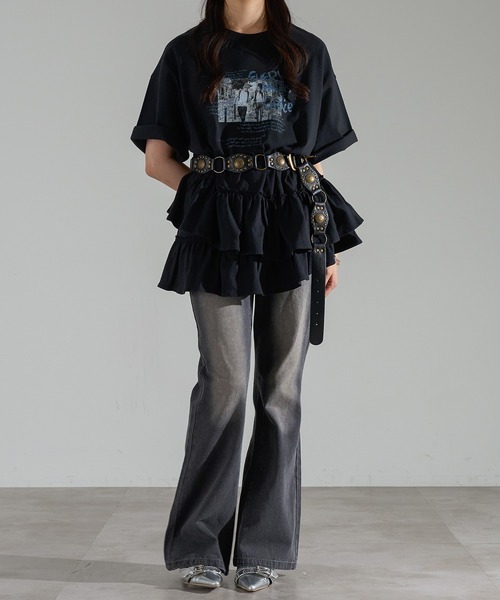【THEAIRTOWN】裾フリル チュニック Ｔシャツ♥ セール】裾フリルチュニックTシャツ【ZOZOTOWN限定アイテム