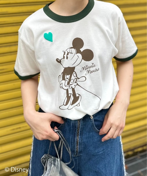 Disney tシャツ 「Disney」別注 Mickey 発泡ハート/ミニーマウス