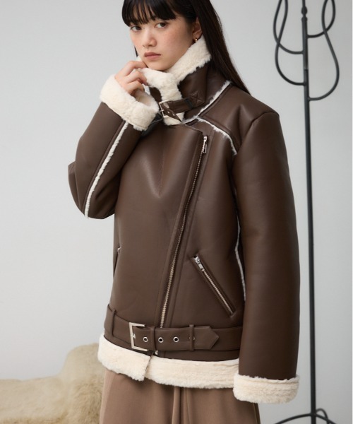 MOUSSY レザー ボア ジャケット AZUL BY MOUSSY（アズールバイマウジー
