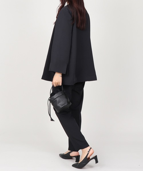 セットアップ ノーカラー フレアジャケット テーパードパンツ スーツ