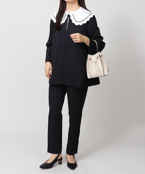 セットアップ ノーカラー フレアジャケット テーパードパンツ スーツ