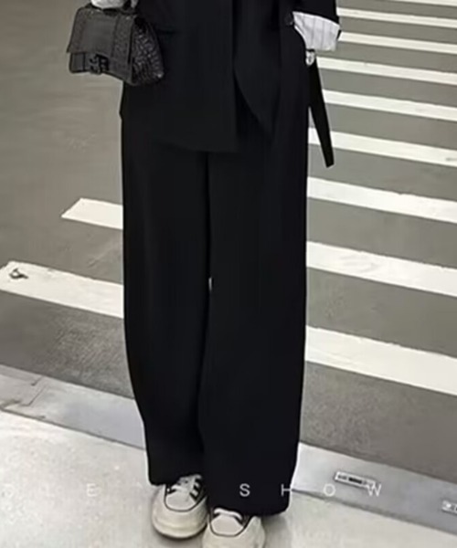 セットアップ ベルトデザインテーラードジャケット+パンツ 2点セット